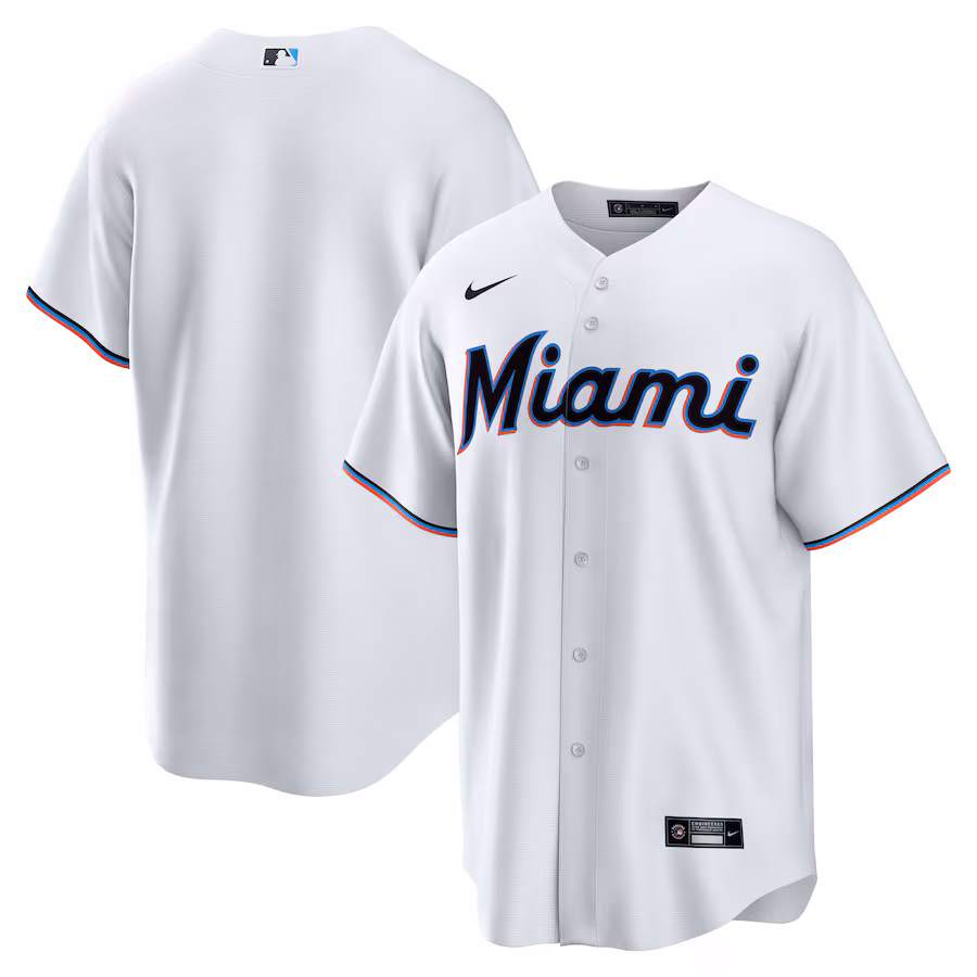 Men's Miami Marlins Nike White Home Replica Team Jersey - Jersey