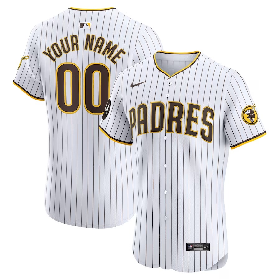 Men's San Diego Padres Nike White Home Elite Custom Patch Jersey - Jersey