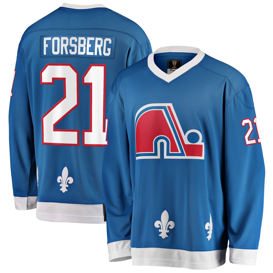 Men's Quebec Nordiques Peter Forsberg Fanatics Branded Blue Premier Breakaway Retired Player Jersey - Jersey