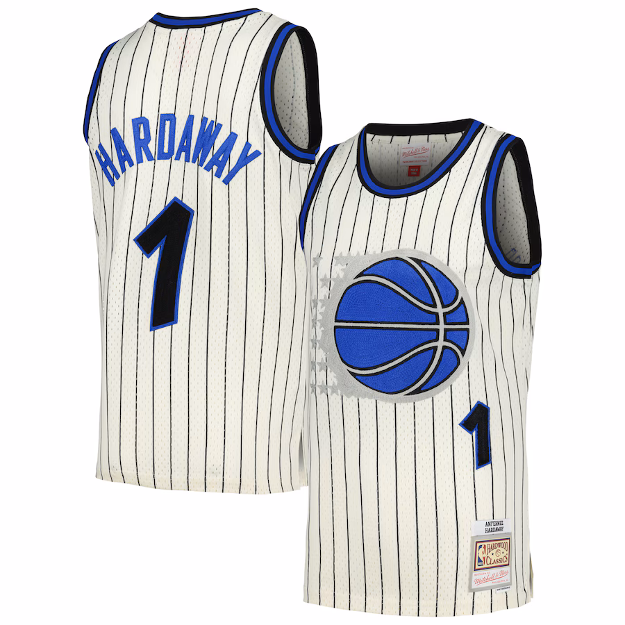 Men's Orlando Magic Penny Hardaway Mitchell & Ness Cream Chainstitch Swingman Jersey - Jersey