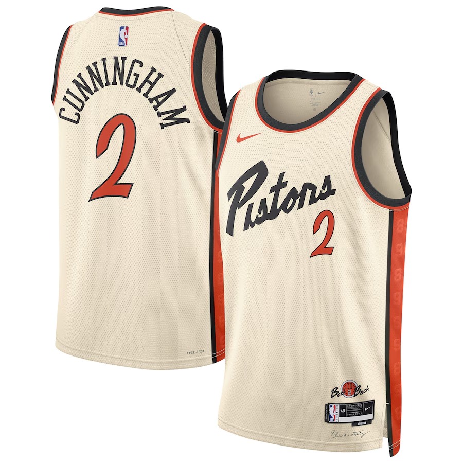Unisex Detroit Pistons Cade Cunningham Nike White 2024/25 Swingman Player Jersey - City Edition - Jersey