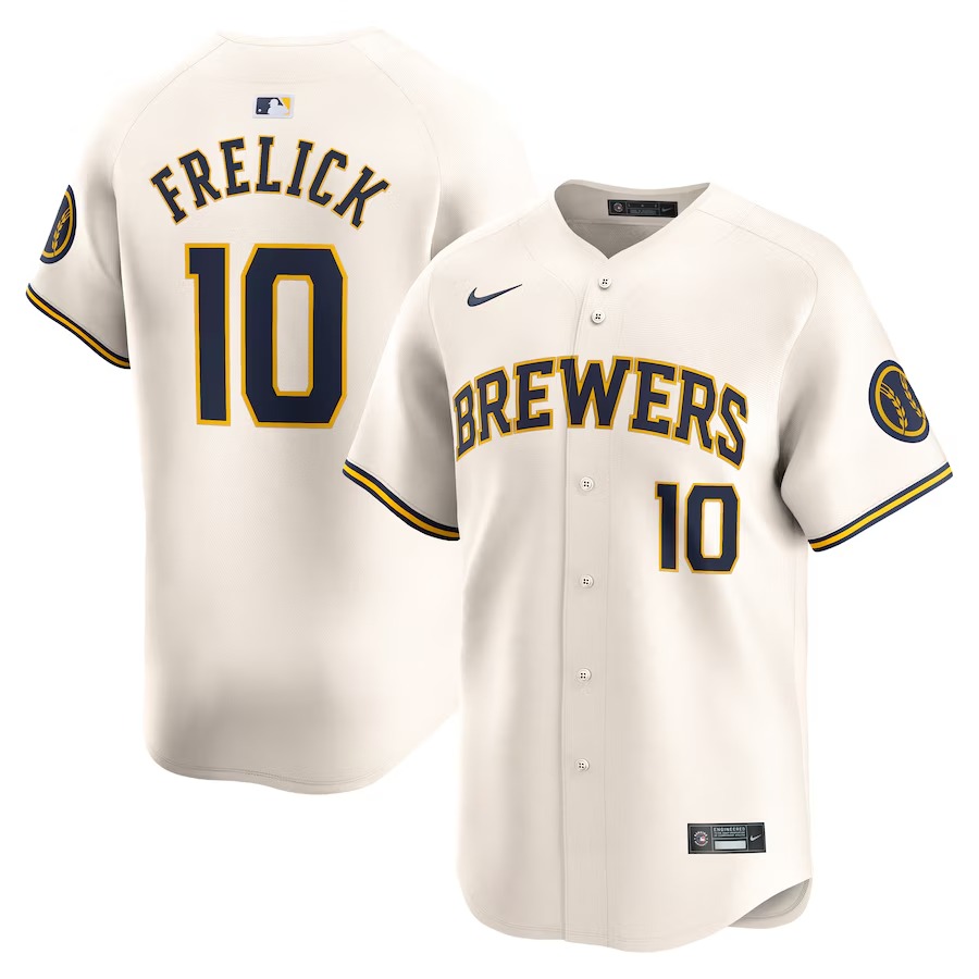 Men's Milwaukee Brewers Sal Frelick Nike Cream Home Limited Player Jersey - Jersey