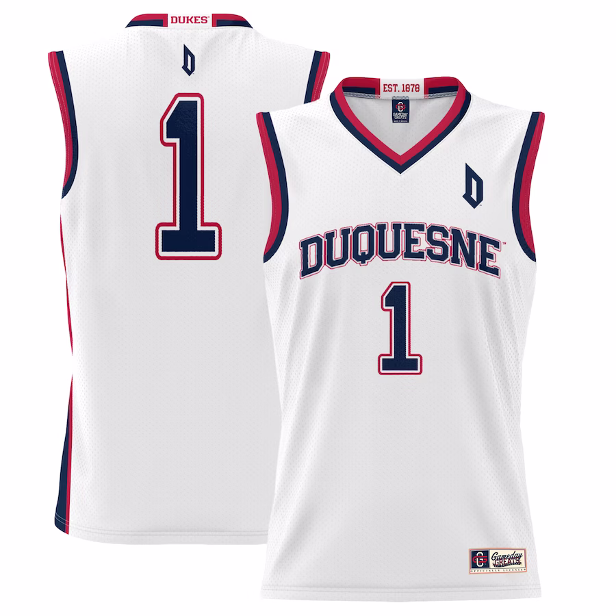 #1  Duquesne Dukes GameDay Greats  Lightweight Basketball Jersey - White - Jersey