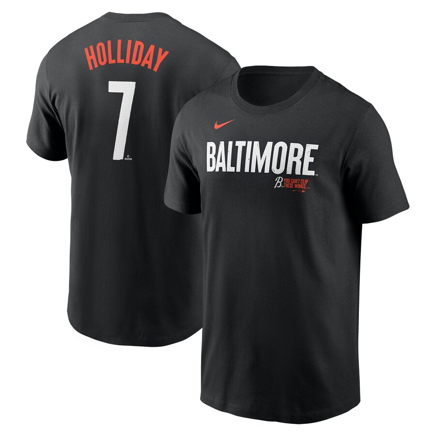 Men's Baltimore Orioles Jackson Holliday Nike Black 2024 City Connect Fuse Name & Number T-Shirt - Jersey