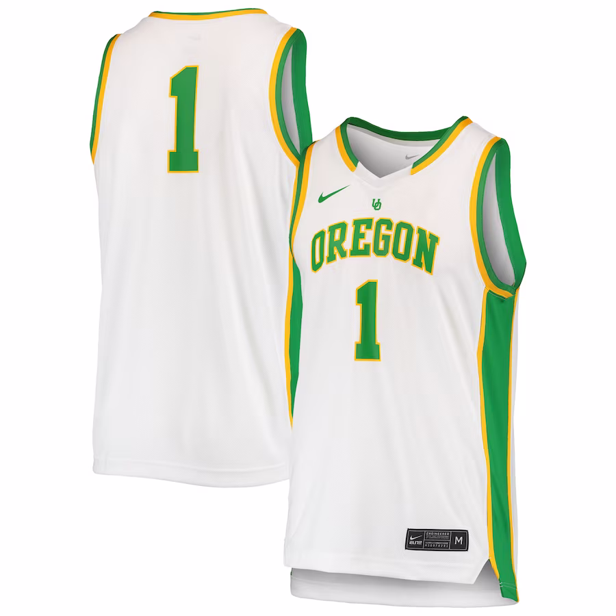 #1 Oregon Ducks Nike Unisex Women's Basketball Throwback Replica Jersey - White - Jersey