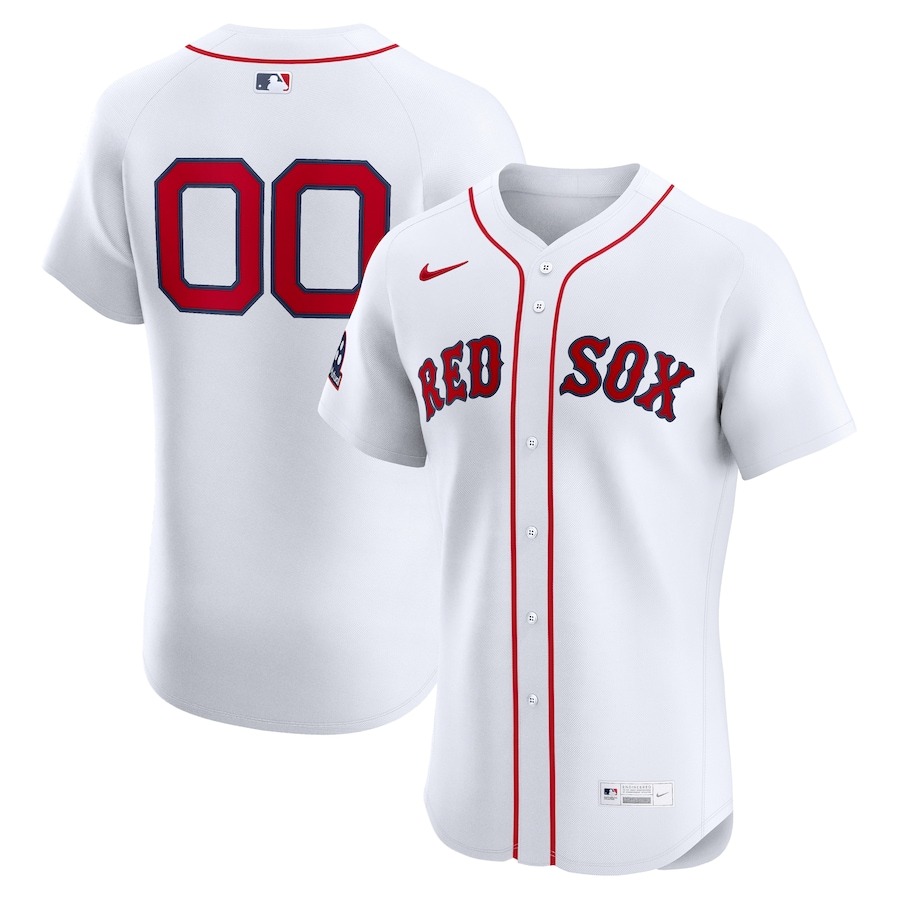 Men's Boston Red Sox Nike White Home Elite Sponsor Patch Custom Jersey - Jersey