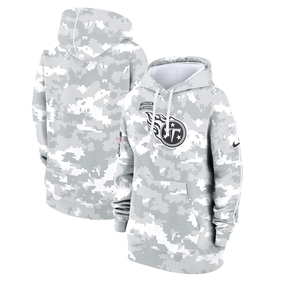Women's Tennessee Titans Nike Arctic Camo 2024 Salute To Service Club Fleece Pullover Hoodie - Jersey