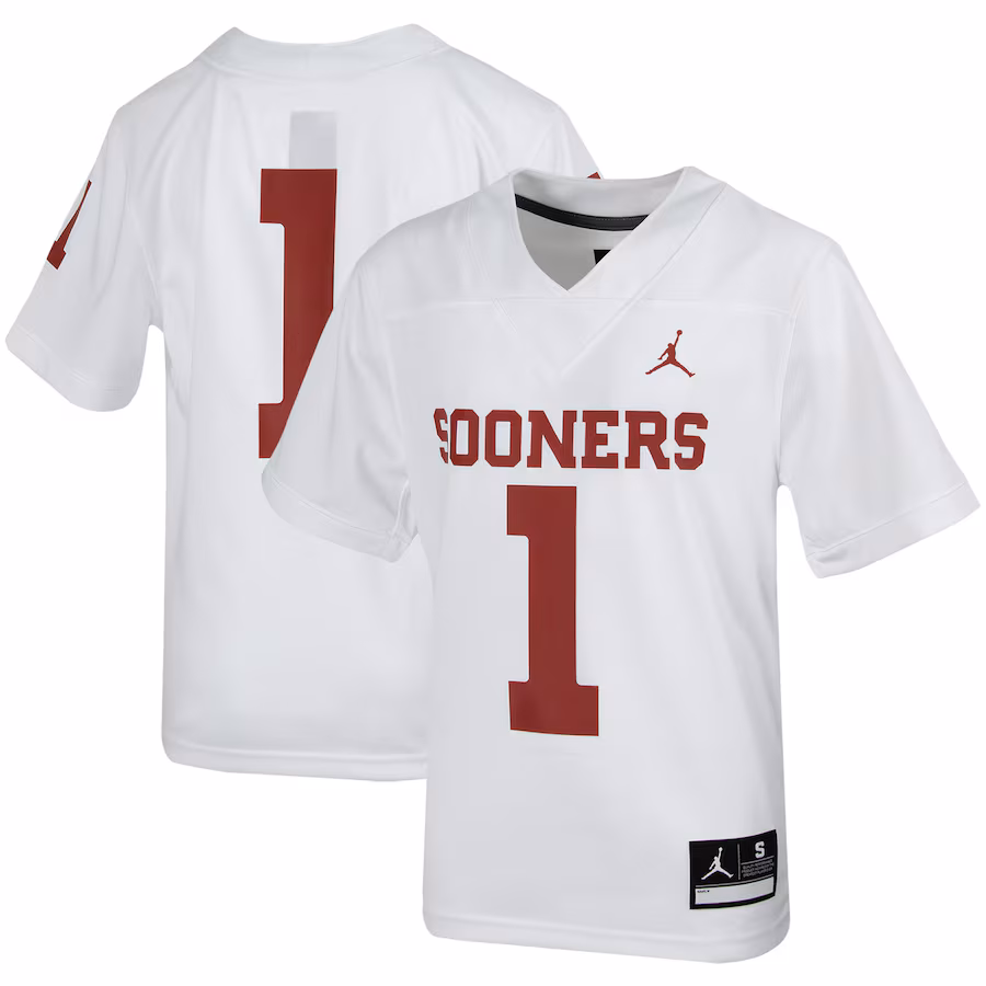 Youth Jordan Brand #1 White Oklahoma Sooners Untouchable Football Jersey - Jersey