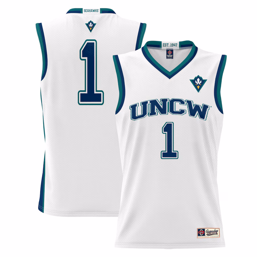 Youth GameDay Greats White #1 UNC Wilmington Seahawks Lightweight Basketball Jersey - Jersey