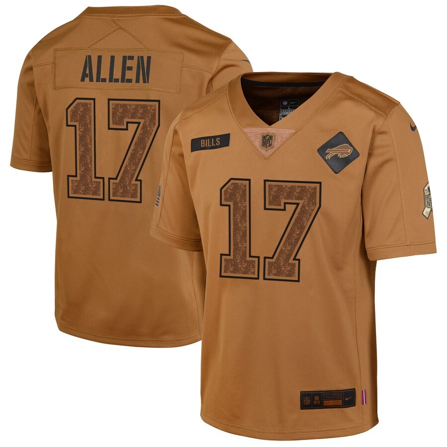 Youth Buffalo Bills Josh Allen Nike Brown 2023 Salute To Service Limited Jersey - Jersey