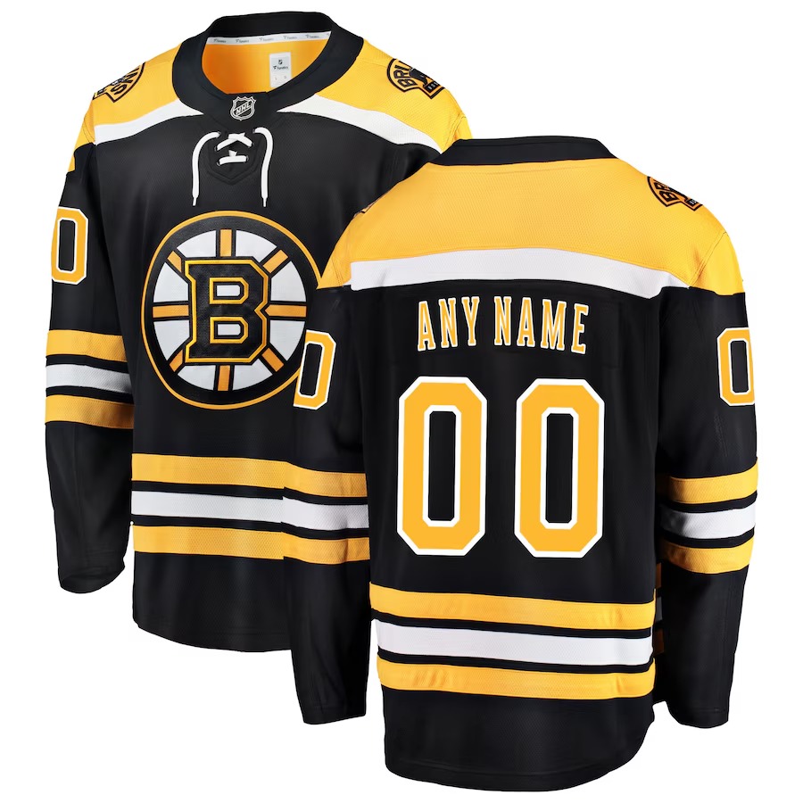 Men's Boston Bruins Fanatics Black Home Breakaway Custom Jersey - Jersey
