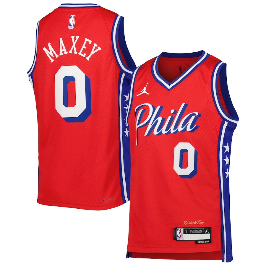 Youth Philadelphia 76ers Tyrese Maxey Jordan Brand Red Swingman Jersey - Statement Edition - Jersey