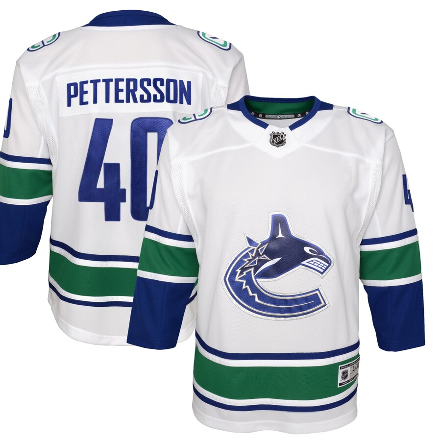 Youth Vancouver Canucks Elias Pettersson White 2019/20 Away Premier Player Jersey - Jersey