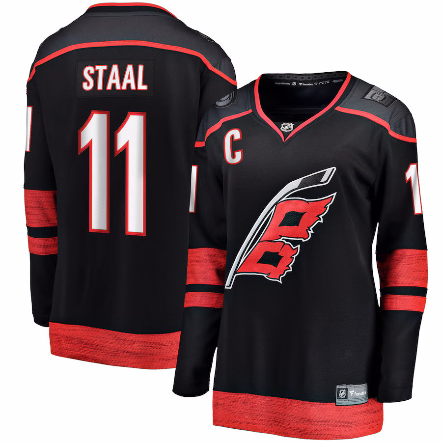 Women's Carolina Hurricanes Jordan Staal Fanatics Black Home Captain Patch Breakaway Player Jersey - Jersey