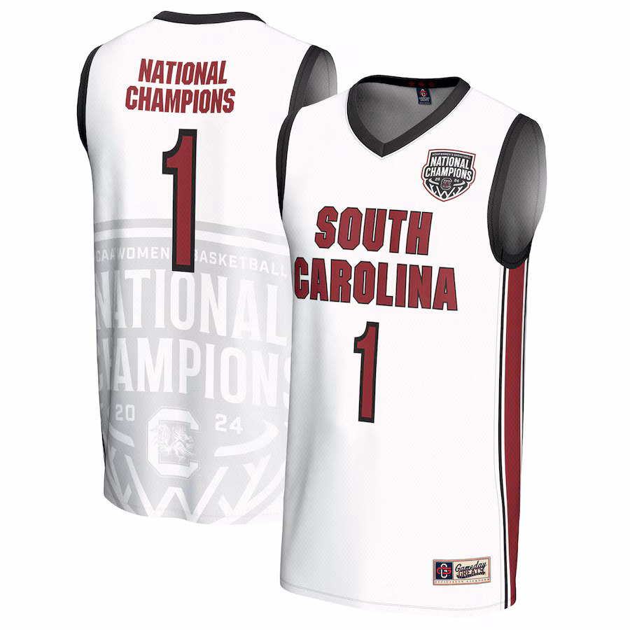 South Carolina Gamecocks  GameDay Greats White Adult Lightweight 2024 Women's Basketball National Champions Fashion Jersey - Jersey