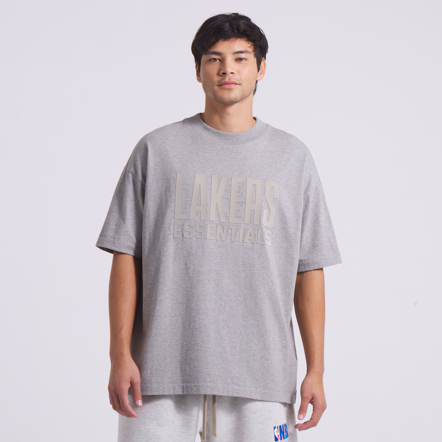 Unisex Los Angeles Lakers Fear of God Gray NBA x ESSENTIALS T-Shirt - Jersey