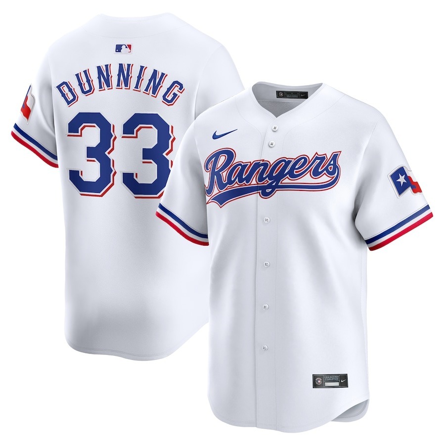 Men's Texas Rangers Dane Dunning Nike White Home Limited Player Jersey - Jersey