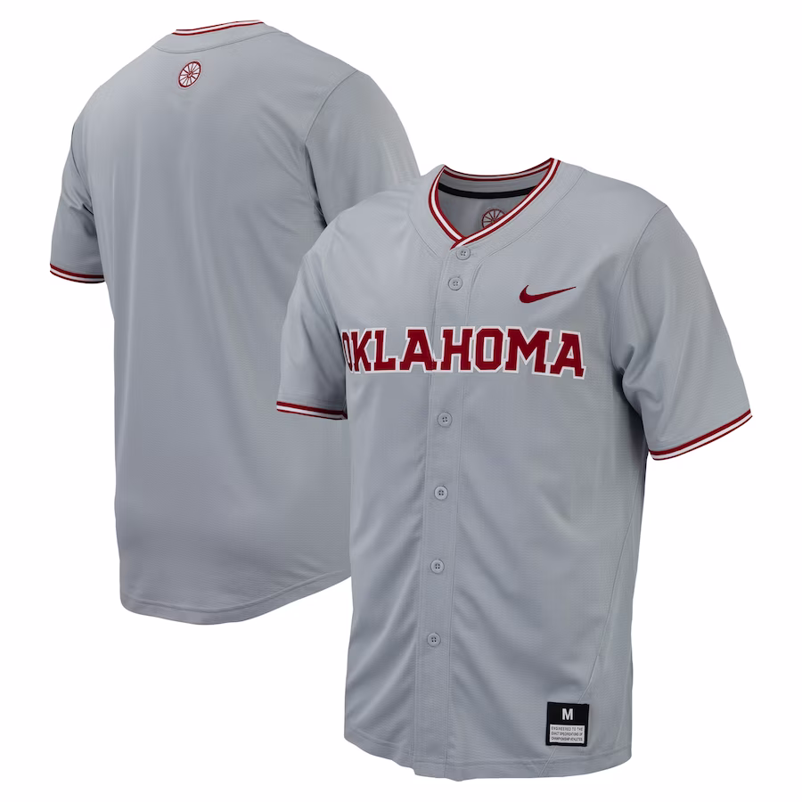 Oklahoma Sooners Nike Replica Full-Button Baseball Jersey - Gray - Jersey