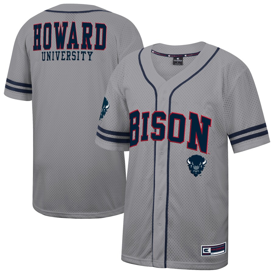 Men's Colosseum Gray Howard Bison Free Spirited Baseball Jersey - Jersey