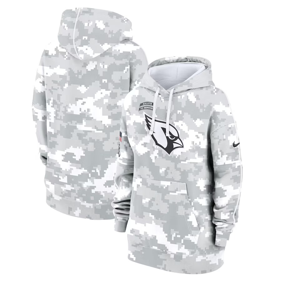 Women's Arizona Cardinals Nike Arctic Camo 2024 Salute To Service Club Fleece Pullover Hoodie - Jersey