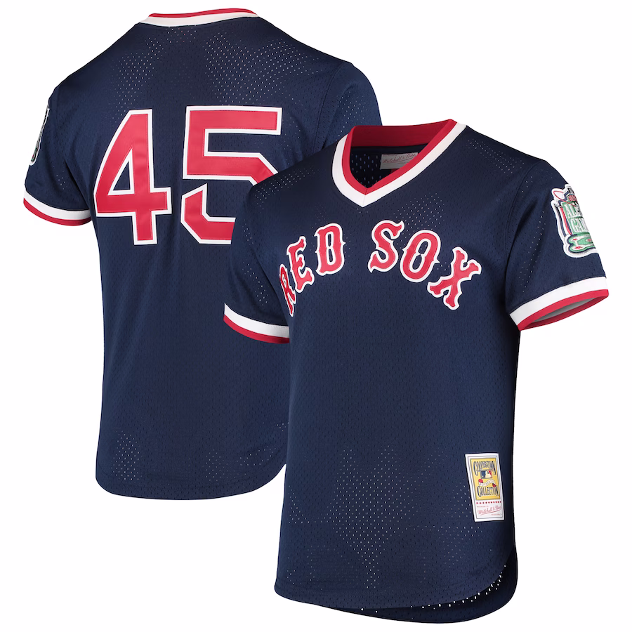 Men's Boston Red Sox Pedro Martinez Mitchell & Ness Navy 1999 Cooperstown Collection Mesh Batting Practice Jersey - Jersey