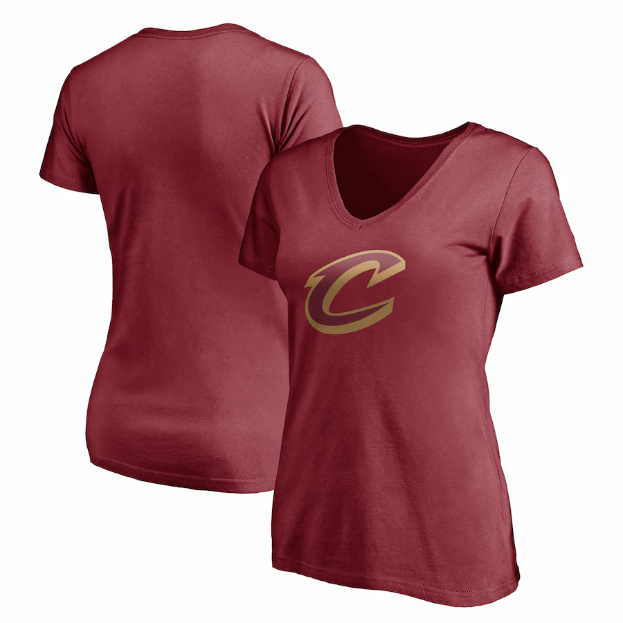 Women's Cleveland Cavaliers Garnet Logo V-Neck T-Shirt - Jersey