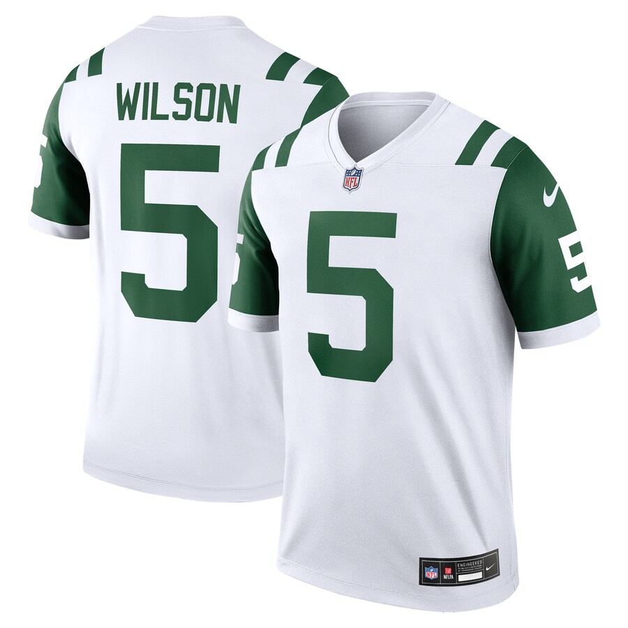 Men's New York Jets Garrett Wilson Nike White Classic Alternate Legend Jersey - Jersey