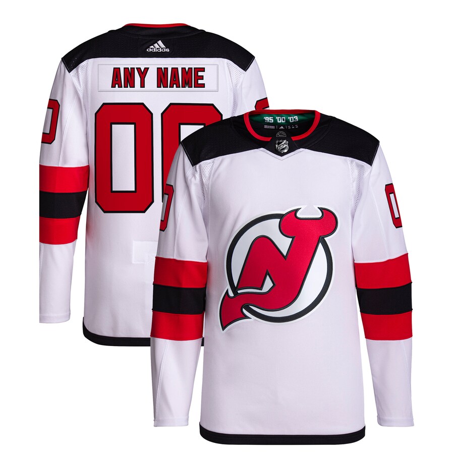 Men's New Jersey Devils  adidas White Away Custom Primegreen Authentic Pro Jersey - Jersey