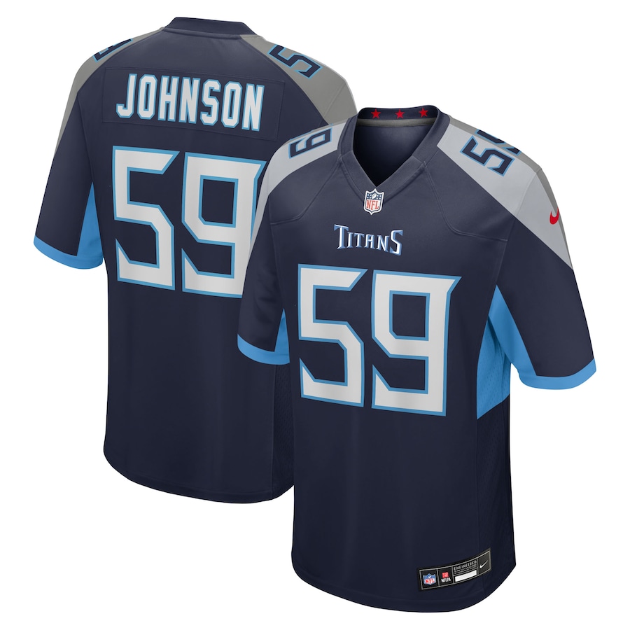 Men's Tennessee Titans Kyron Johnson Nike Navy Team Game Jersey - Jersey