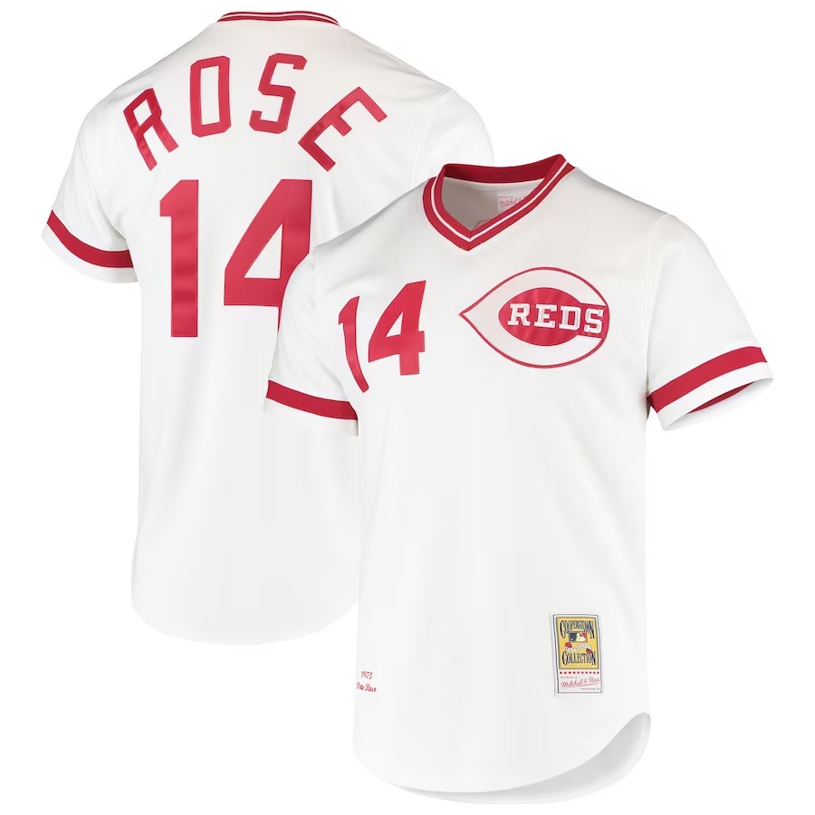 Men's Cincinnati Reds Pete Rose Mitchell & Ness White Cooperstown Collection Authentic Jersey - Jersey