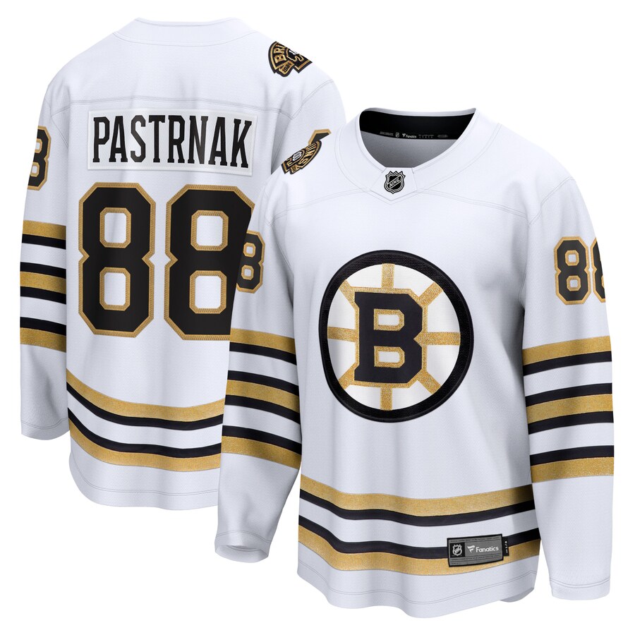 Men's Boston Bruins David Pastrnak Fanatics Branded White 100th Anniversary Premier Breakaway Player Jersey - Jersey
