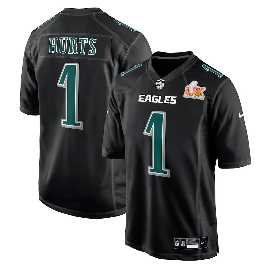 Men's Philadelphia Eagles Jalen Hurts Nike Carbon Black Super Bowl LIX Fashion Game Player Jersey - Jersey