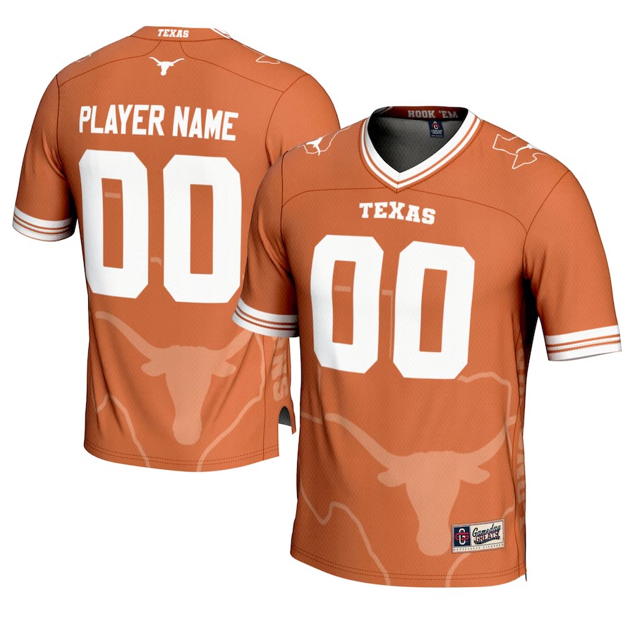 Texas Longhorns GameDay Greats Icon Print NIL Pick-A-Player Football Jersey - Texas Orange - Jersey