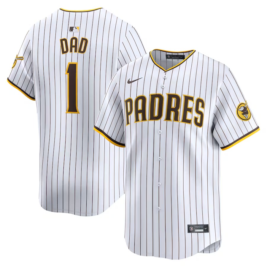 Men's San Diego Padres Nike White #1 Dad Home Limited Jersey - Jersey
