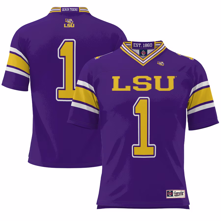 #1 LSU Tigers GameDay Greats Youth Endzone Football Jersey - Purple - Jersey