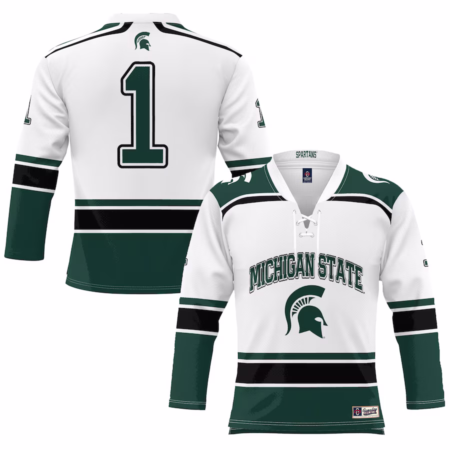 #1 Michigan State Spartans GameDay Greats Youth Hockey Jersey - White - Jersey