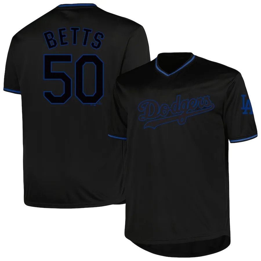 Men's Los Angeles Dodgers Mookie Betts Profile Black Big & Tall Pop Fashion Player Jersey - Jersey