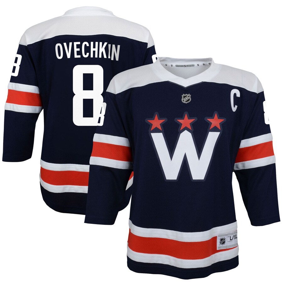Youth Washington Capitals Alexander Ovechkin Navy 2020/21 Alternate Replica Player Jersey - Jersey