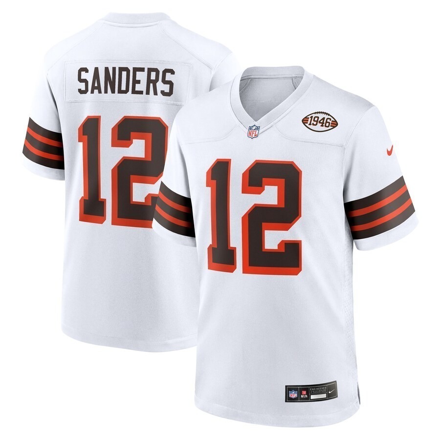 Men's Cleveland Browns Shedeur Sanders Nike White 2025 NFL Draft 2nd Alternate Game Jersey - Jersey