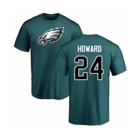 Philadelphia Eagles #24 Jordan Howard Green Name & Number Logo T-Shirt - Jersey