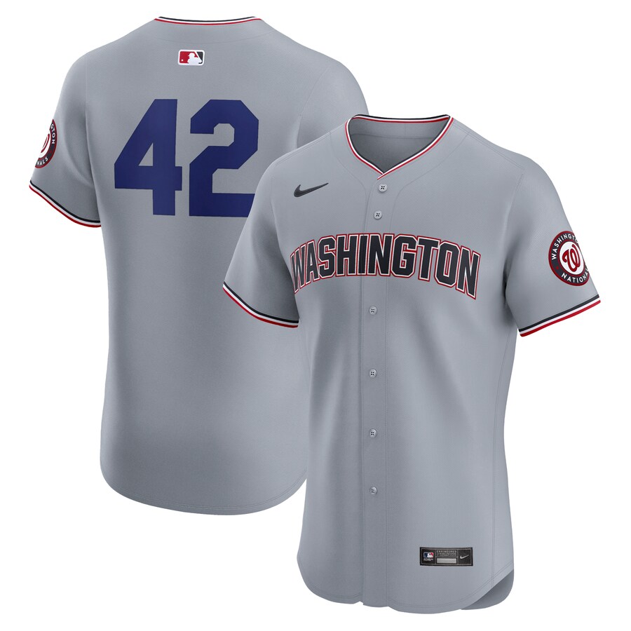 Men's Washington Nationals Nike Gray Road 2024 Jackie Robinson Day Elite Jersey - Jersey