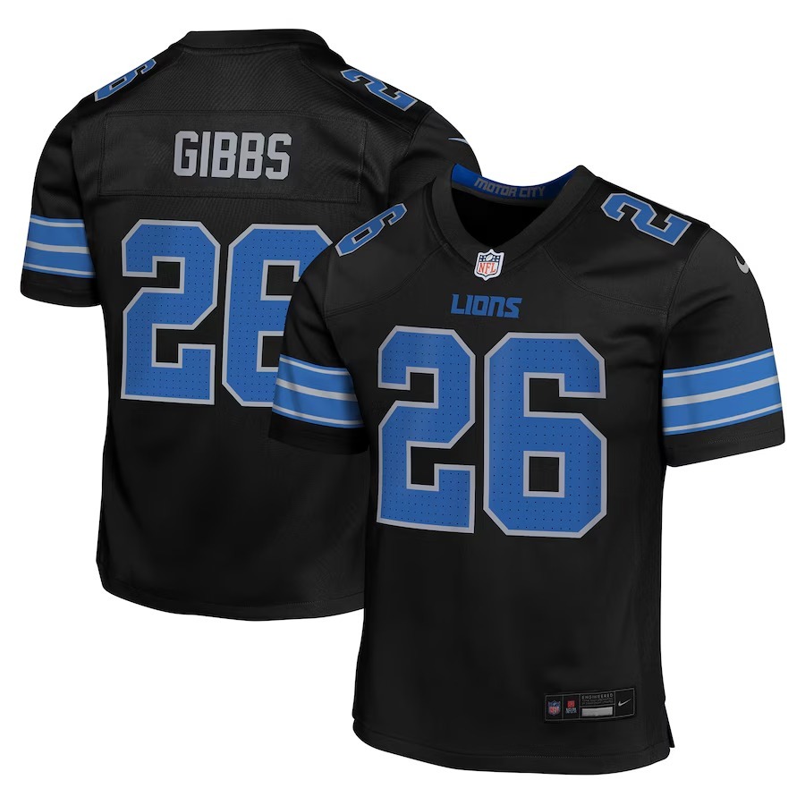 Youth Detroit Lions Jahmyr Gibbs Nike Black Alternate Player Game Jersey - Jersey