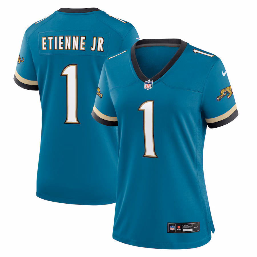 Women's Jacksonville Jaguars Travis Etienne Jr Nike Teal Prowler Throwback Game Jersey - Jersey