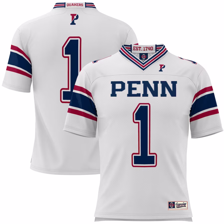 #1 Pennsylvania Quakers GameDay Greats Football Jersey - White - Jersey
