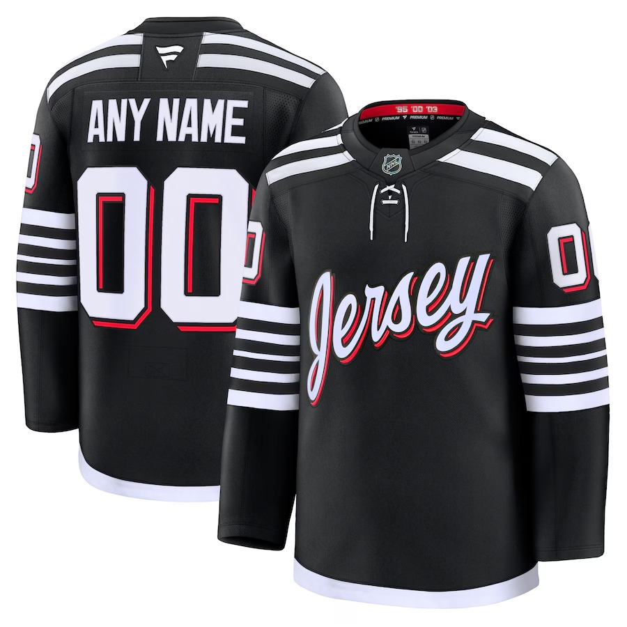 Men's New Jersey Devils Fanatics Black Alternate Premium Custom Jersey - Jersey