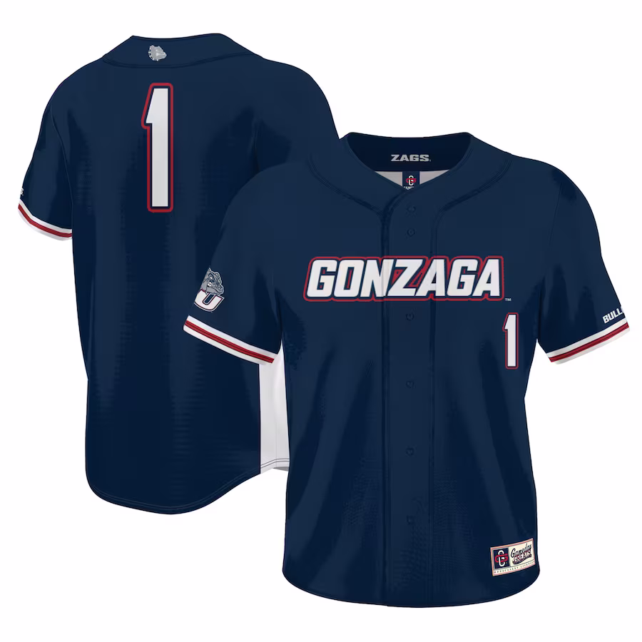 #1 Gonzaga Bulldogs GameDay Greats Youth Lightweight Baseball Jersey - Navy - Jersey