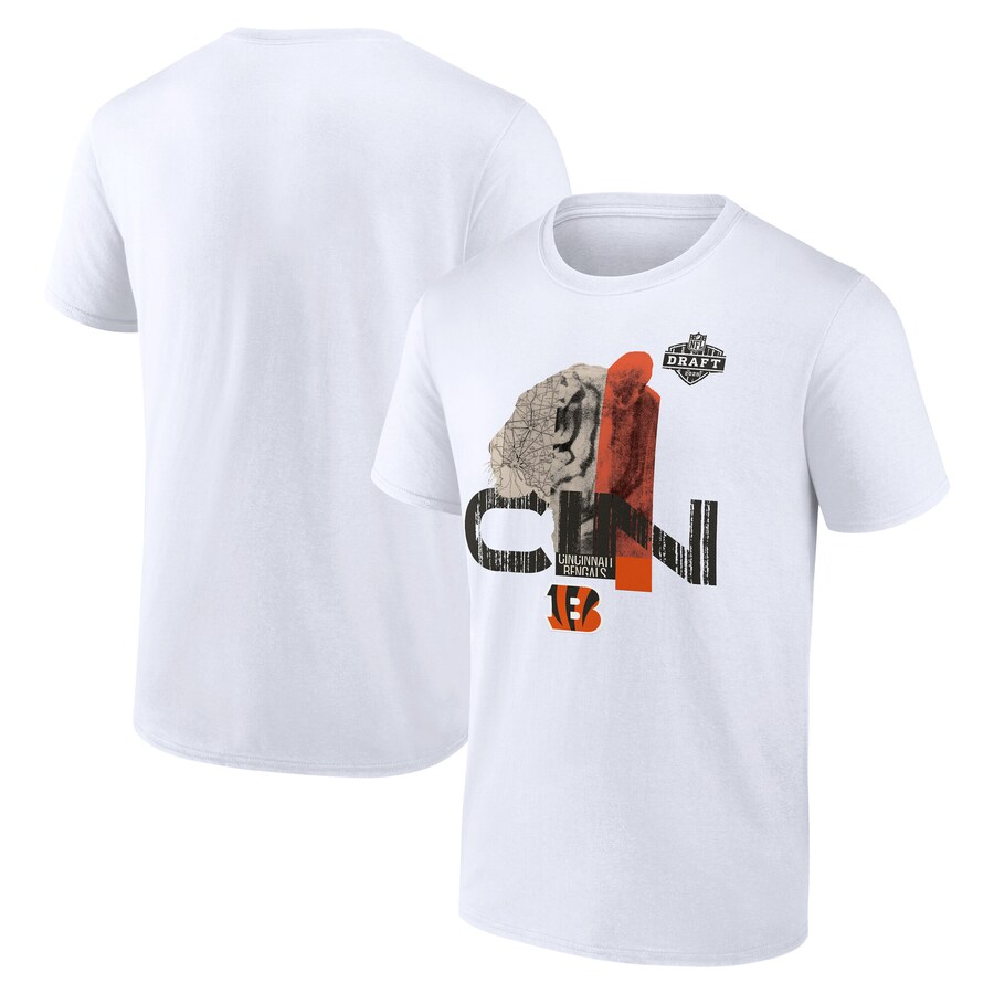 Men's Cincinnati Bengals White 2025 NFL Draft T-Shirt - Jersey