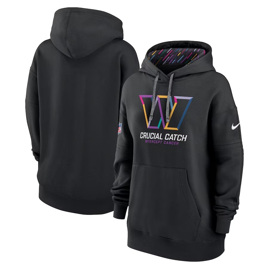 Women's Washington Commanders  Nike Black 2024 NFL Crucial Catch Club Pullover Hoodie - Jersey