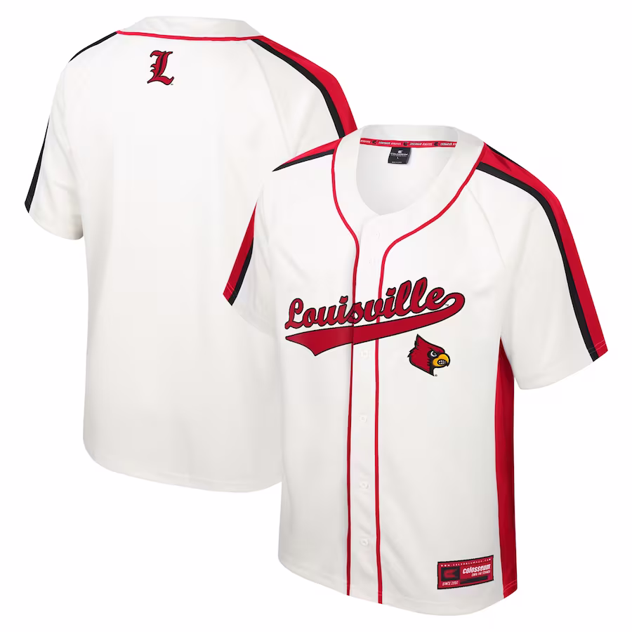 Louisville Cardinals Colosseum Ruth Button-Up Baseball Jersey - Cream - Jersey