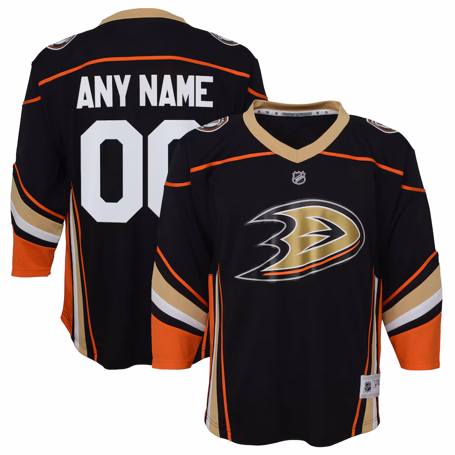 Youth Anaheim Ducks Black Home Replica Custom Jersey - Jersey